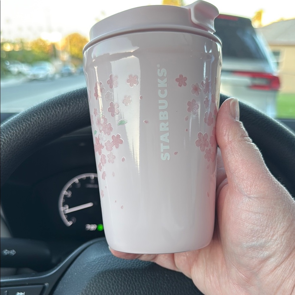 Starbucks Light Pink Cherry Blossom Ceramic Tumbler
